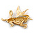Stunning Austrian Crystal 'Unicorn' Brooch In Antique Gold Tone (AB, Orange, Light Topaz Colours) - 50mm Length - view 5