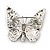 Small Black, Hematite, Clear Austrian Crystal Butterfly Brooch In Rhodium Plating - 30mm Length - view 4