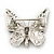 Small Black, Green,Olive, Orange Austrian Crystal Butterfly Brooch In Silver Tone - 30mm Length - view 4