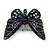 Small Black, Orange, Blue Austrian Crystal 'Monarch' Butterfly Brooch In Black Tone Metal - 30mm Length - view 4