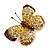 Tiny Clear, Orange, Brown, Lemon Yellow Pave Set Swarovski Crystal Butterfly Pin In Gold Tone - 25mm Across - view 2