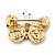 Tiny Clear, Orange, Brown, Lemon Yellow Pave Set Swarovski Crystal Butterfly Pin In Gold Tone - 25mm Across - view 3