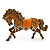 Topaz Coloured Swarovski Crystal Horse Brooch In Antique Gold Tone - 70mm Across - view 2