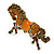 Topaz Coloured Swarovski Crystal Horse Brooch In Antique Gold Tone - 70mm Across - view 4