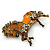 Topaz Coloured Swarovski Crystal Horse Brooch In Antique Gold Tone - 70mm Across - view 7