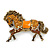 Topaz Coloured Swarovski Crystal Horse Brooch In Antique Gold Tone - 70mm Across - view 8