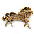 Topaz Coloured Swarovski Crystal Horse Brooch In Antique Gold Tone - 70mm Across - view 6