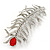 Large Exotic Clear Crystal, Red Cz 'Feather' Brooch In Rhodium Plating - 95mm Length - view 2
