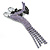 'Dancing Couple' Austrian Crystal Brooch In Gun Metal Finish (Black & Lilac Colour) - 105mm Length - view 4