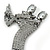 'Dancing Couple' Austrian Crystal Brooch In Gun Metal Finish (Black & Lilac Colour) - 105mm Length - view 5