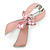 Baby Pink Enamel Crystal Angel Breast Cancer Awareness Ribbon Pin In Rhodium Plating - 42mm Length - view 2