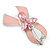 Baby Pink Enamel Crystal Angel Breast Cancer Awareness Ribbon Pin In Rhodium Plating - 42mm Length - view 3