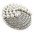Large Bridal Glass Pearl, Crystal Dome Shape Corsage Brooch In Rhodium Plating - 60mm Diameter - view 3