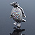 Black/ AB Crystal 'Penguin' Brooch In Silver Tone Metal - 40mm Length - view 2