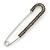 Classic Large Dim Grey Austrian Crystal Safety Pin Brooch In Rhodium Plating - 75mm Length