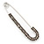 Classic Large Dim Grey Austrian Crystal Safety Pin Brooch In Rhodium Plating - 75mm Length - view 2