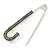 Classic Large Dim Grey Austrian Crystal Safety Pin Brooch In Rhodium Plating - 75mm Length - view 3