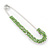 Classic Large Light Green Austrian Crystal Safety Pin Brooch In Rhodium Plating - 75mm Length - view 4