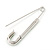 Classic Large Light Green Austrian Crystal Safety Pin Brooch In Rhodium Plating - 75mm Length - view 3