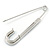 Classic Sapphire Blue Austrian Crystal Safety Pin Brooch In Rhodium Plating - 75mm Length - view 4