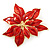 Christmas Bright Red Enamel Poinsettia Holiday Brooch In Gold Plating - 55mm - view 4