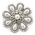 Bridal Rhodium Plated White Glass Pearl, Clear Crystals 'Daisy' Brooch - 50mm Diameter