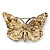 Small Black, Orange, Red, Milky White Austrian Crystal 'Tiger' Butterfly Brooch In Gold Plating - 37mm Width - view 5