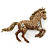 Topaz, Amber, AB Coloured Pave Set Austrian Crystal 'Horse' Brooch/ Pendant In Broze Tone - 65mm Across - view 5
