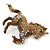 Topaz, Amber, AB Coloured Pave Set Austrian Crystal 'Horse' Brooch/ Pendant In Broze Tone - 65mm Across - view 6