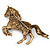 Topaz, Amber, AB Coloured Pave Set Austrian Crystal 'Horse' Brooch/ Pendant In Broze Tone - 65mm Across - view 4