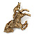 Topaz, Amber, AB Coloured Pave Set Austrian Crystal 'Horse' Brooch/ Pendant In Broze Tone - 65mm Across - view 7