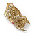 Brick Red, Burgundy, AB Swarovski Crystal Owl Brooch/ Pendant In Gold Plating - 40mm Length - view 6