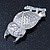 Clear, AB Swarovski Crystal Owl Brooch/ Pendant In Rhodium Plating - 40mm Length - view 6