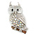 Clear, AB Swarovski Crystal Owl Brooch/ Pendant In Rhodium Plating - 40mm Length - view 2