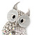 Clear, AB Swarovski Crystal Owl Brooch/ Pendant In Rhodium Plating - 40mm Length - view 3