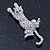 Clear Austrian Crystal Cat Brooch/ Pendant In Rhodium Plating - 50mm L - view 2