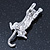 Clear Austrian Crystal Cat Brooch/ Pendant In Rhodium Plating - 50mm L - view 5