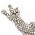 Clear Austrian Crystal Cat Brooch/ Pendant In Rhodium Plating - 50mm L - view 3