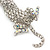 Clear Austrian Crystal Cat Brooch/ Pendant In Rhodium Plating - 50mm L - view 4