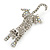 Clear Austrian Crystal Cat Brooch/ Pendant In Rhodium Plating - 50mm L - view 7
