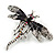 Black, Hematite, AB Crystal Dragonfly Brooch In Antique Silver Tone Metal - 70mm Across - view 6