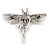 Black, Hematite, AB Crystal Dragonfly Brooch In Antique Silver Tone Metal - 70mm Across - view 4