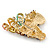 Multicoloured Austrian Crystal Circus Horse Head Brooch/ Pendant In Gold Tone - 70mm Across - view 3