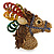 Multicoloured Austrian Crystal Circus Horse Head Brooch/ Pendant In Gold Tone - 70mm Across