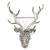 Large Clear Austrian Crystal Stag Head Brooch In Rhodium Plating - 70mm Length - view 4
