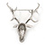 Large Clear Austrian Crystal Stag Head Brooch In Rhodium Plating - 70mm Length - view 7