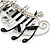 Black, White Enamel, Austrian Crystal Musical Notes Brooch In Silver Tone - 65mm L - view 6