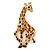 Topaz, Brown, Amber Austrian Crystal Giraffe Brooch/ Pendant In Gold Plated Metal - 43mm Length - view 5