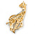 Topaz, Brown, Amber Austrian Crystal Giraffe Brooch/ Pendant In Gold Plated Metal - 43mm Length - view 3