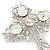 Statement Clear Austrian Crystal Cross Brooch/ Pendant In Silver Tone Metal - 85mm Length - view 4